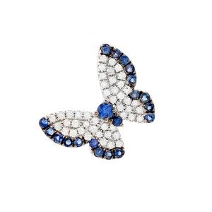 14K White Gold Sapphire and Diamond Butterfly Pendant